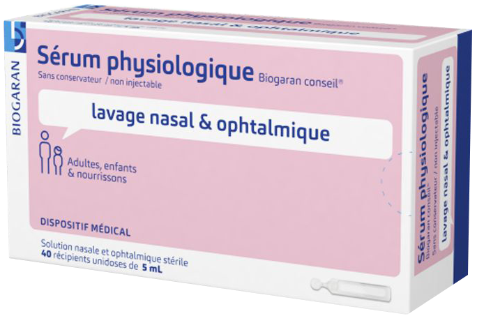 Sérum physiologique lavage nasale et ophtalmique